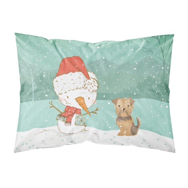 Jensendistributionservices Yorkie Natural Ears Snowman Christmas Fabric Standard Pillowcase MI2552950 - main